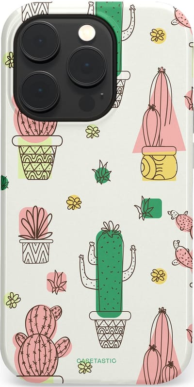 Casetastic Hoesje Geschikt voor Apple iPhone 14 Pro Magsafe - Stijlvolle Beschermende Duo-layer Case - Vrolijke cactus