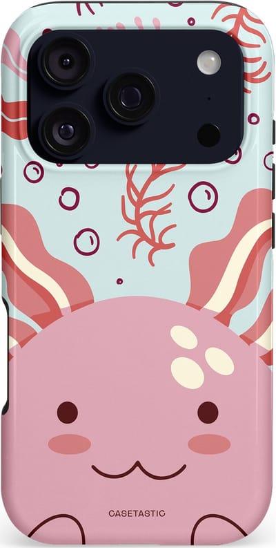 Casetastic hoesje geschikt voor Apple iPhone 17 Pro - MagSafe - Dubbellaagse bescherming - Axolotl knuffels - Fashion Case - Lichtroze Lichtgrijs Koraal