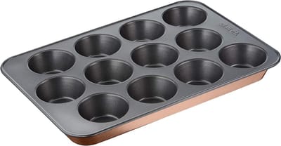 Muffins Bakvorm - Cupcakeblik - Zachte Gebakjes Bakken - Dubbele Airbake Technologie - 12 Stuks 29x41 cm - Bruin
