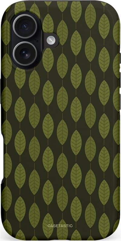 Casetastic hoesje geschikt voor Apple iPhone 17 - MagSafe - Dubbellaagse bescherming - Donkergroene Bladerendek - Fashion Case - Zwart Donkergroen