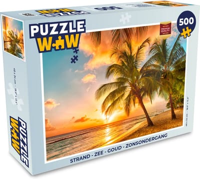 Puzzel Strand - Zee - Goud - Zonsondergang - Legpuzzel - Puzzel 500 stukjes