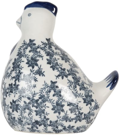 Clayre & Eef Decoratie Beeld Kip 18x12x21 cm Wit Blauw Keramiek