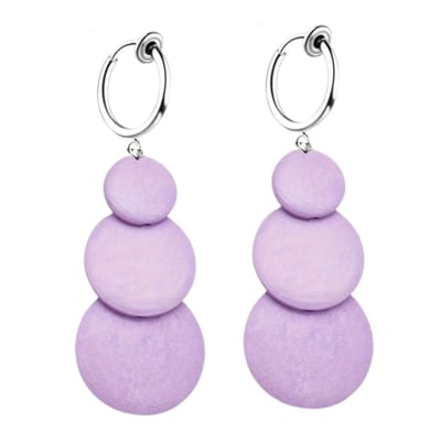 Klem oorbellen -Lila paars -hout -Pixi- geen gaatje- lang- Charme Bijoux
