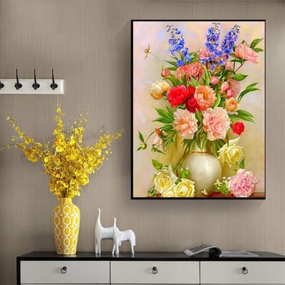 Diamant peinture pleine perceuse ronde fleur pivoine broderie vente diamant mosaïque point photo 20X30CM brown