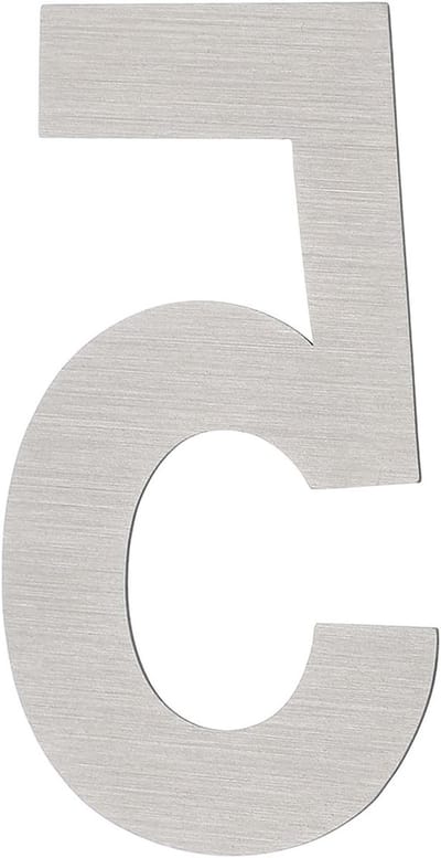 Moderne RVS Huisnummers 5 - Zelfklevend Adresnummer voor Buitengebruik, Mailbox en Deur - 5 x 3.8 cm