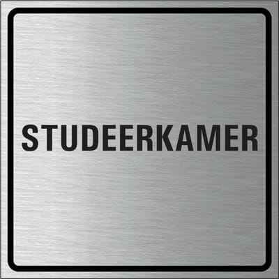 Studeerkamer bordje, geborsteld aluminium 150 x 150 mm