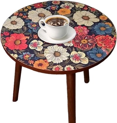 Ronde bijzettafel - Houten tafel - Buitenmeubilair - Elegant design - 40x40x47cm - Multicolor