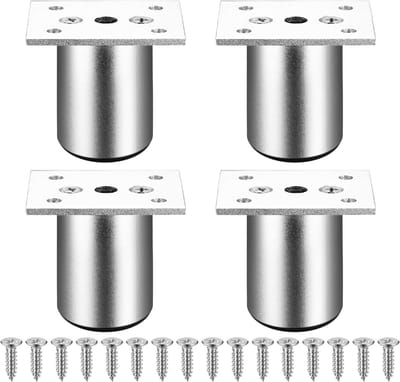 Verstelbare meubels poten set van 4, ronde metalen tafelpoten voor stoelen, bedden en kasten, 6.5 cm hoogte, ideaal voor keuken en woonkamer, zilverkleurig