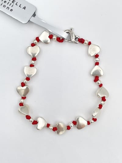 Spadarella Gioielli - SPBR64- Armband - 925 Zilver - 8mm - Hart - Red 504 - 17 Cm