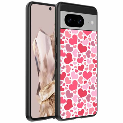 Geschikt voor Google Pixel 8 Pro Telefoonhoesje met Hartjes Print - Hearts Design TPU Backcover Case - Kinder Hoesje met Hartjes Design - Smartphonica geschikt voor Google Pixel 8 Pro