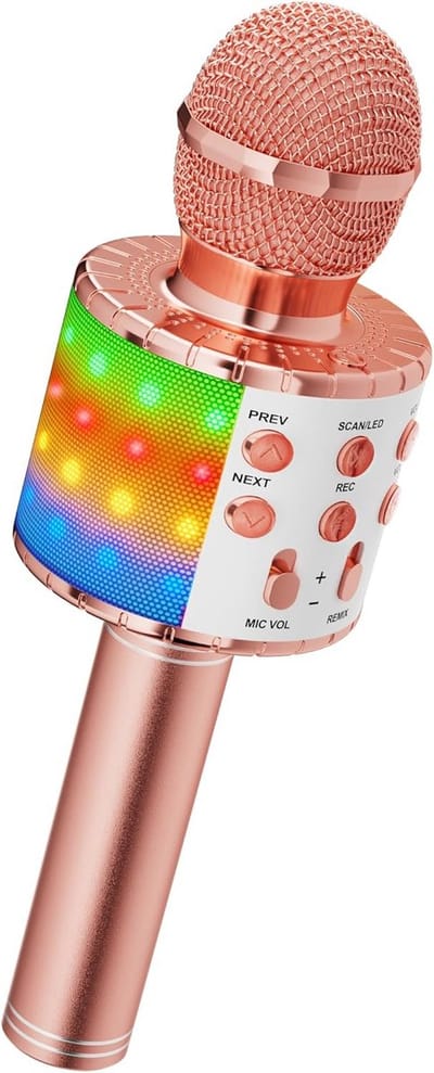 Karaoke Microfoon - Draadloze Speaker - Feestjes Zingen - 4-in-1 Functie - 8 uur Speelduur - Roségoud