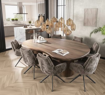 Eettafel Massief Acaciahout Organisch Vormgegeven - 244x165 cm - Novihome