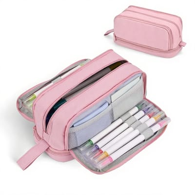 Etui - Pennenzak - Pennenzak voor jongens en meisjes - Multifunctionele etui met compartimenten - schoolspullen - 22x11x9.5cm - Roze