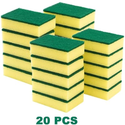 Lot de 20 éponges à vaisselle de cuisine douces et absorbantes pour nettoyer la casserole, tampon à récurer antirouille, kits de nettoyage ménager
