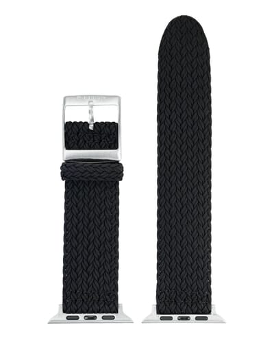 EULIT perlon horlogeband geschikt voor Apple Watch 38/40/41 maat - Serie 1/2/3/4/5/6/7/8/9/10 + SE - palma pacific smart - 20 mm - zwart - edelmetaal gesp glanzend - incl. adapter