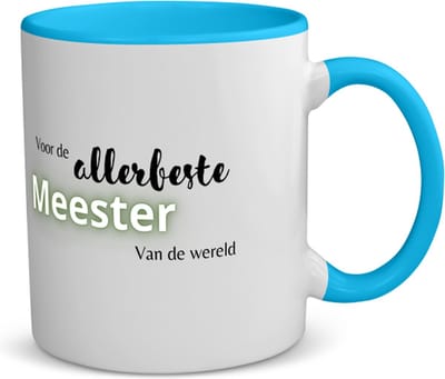 Akyol - voor de allerbeste meester van de wereld koffiemok - theemok - blauw - Meester - de beste meester - meester - verjaardagscadeau - verjaardag - cadeau - afscheidscadeau - geschenk - leuke cadeau - kado - gift - meesterdag - 350 ML inhoud