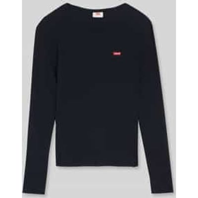 slim fit shirt met lange mouwen van katoenmix met gestikt logo