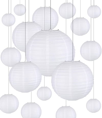 SnelShoppen - 20 Stuks Witte Papieren Lantaarns, Hangende Ronde Lantaarns voor Bruiloften, Verjaardagen, Feesten, Tuin Decoratie
