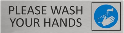 CombiCraft Aluminium deurbordje Please wash your hands 165x45mm met tape - per stuk