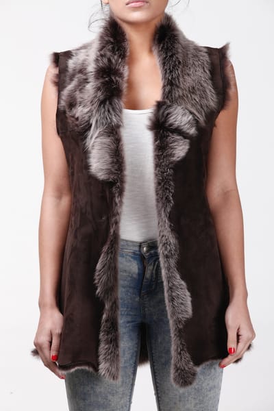 Lange damesbodywarmer van Toscana-schapenvacht-Sorocaba