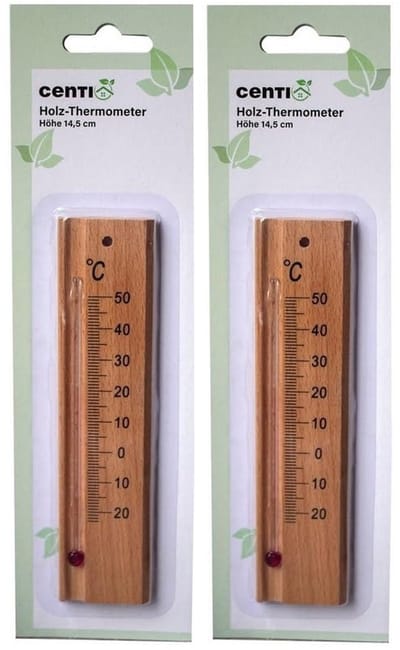 Houten Buiten Thermometer - Weerstation Set - Temperatuur Meten - Waterdicht Hout - 14.5 x 3.5 cm - Veelkleurig