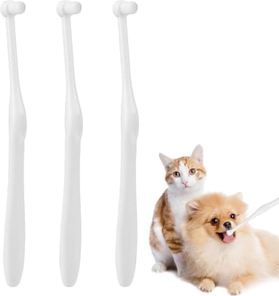 VHV - Hondentandenborstel - Tandenborstel set - Gebitsverzorging hond - Ultra zacht - Voor gevoelig gebit - Voor puppies en kittens - Dagelijkse verzorging - 16.5cm - 3PCS - Wit