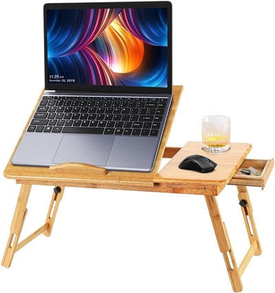 Opvouwbare en verstelbare bedtafel met kantelbaar blad en opbergla voor thuis en kantoor gebruik
