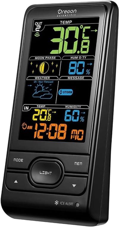 Draadloos Weerstation - Weercomputer Buiten - Thuis Weer Monitoren - Met Vochtigheid - 202 x 114 x 9 cm - Zwart