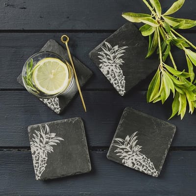 Onderzetters Ananas - Gegraveerd - Leisteen - Just Slate Company Scotland