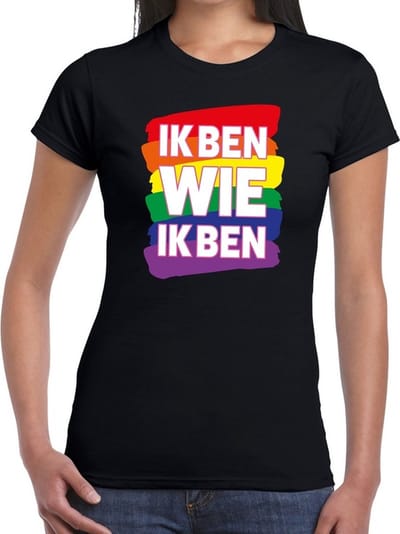 Gay pride Ik ben wie ik ben t-shirt - zwart regenboog shirt voor dames - Gay pride XS