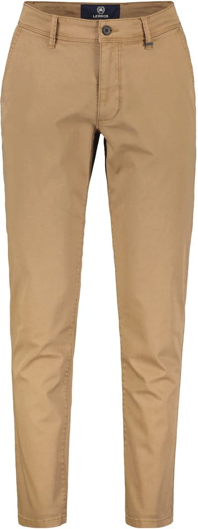 LERROS Basic chino van gestructureerde stof, slim fit , Maat: W32_L32 , Kleur: BOLD CAMEL , 80% katoen, 17% lyocell, 3% elastaan