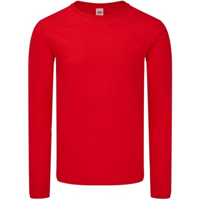 Fruit of the Loom Unisex Adult Iconic T-shirt met lange mouwen (Rood)