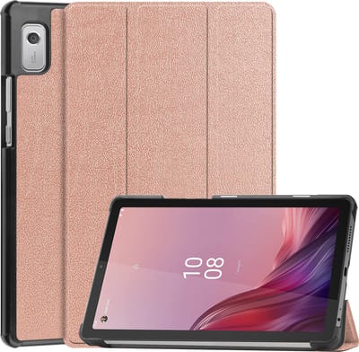 Hoesje - Geschikt voor Lenovo Tab M9 - Dun & Stevig - Hardcover Book Case - Trifold Bookcase Hoes - Hard Cover - Tablethoes - Rosé goud