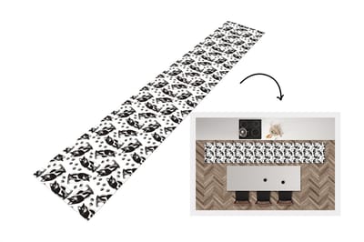 Keukenloper - Loper keuken - Patronen - Kat - Zwart - Wit - 300x50 cm - Keukenloper vinyl