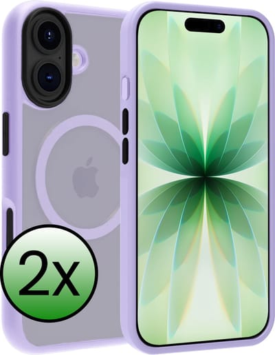 Hoesje 2 Stuks - Geschikt voor Apple iPhone 17 - Magsafe Compatible - Sterk & Shockproof - Back Cover - Shock Proof Case - Telefoon Hoes - Lila