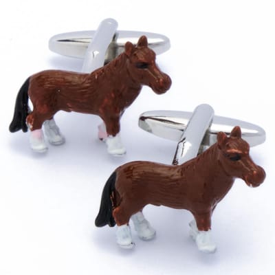 Manchetknopen - Paard Bruin met Wit