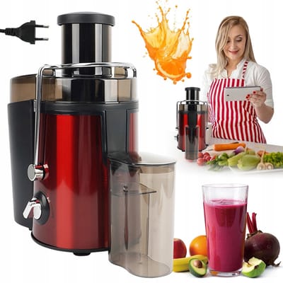 Elektrische Sapcentrifuge - 500 ml Juicer - Fruitpers & Citruspers - Sinaasappelpers - 1000W Motor - 2 Snelheden - Brede Vulopening - Veiligheidsslot - Sapmachine - Voor Groenten en Fruit - Rood