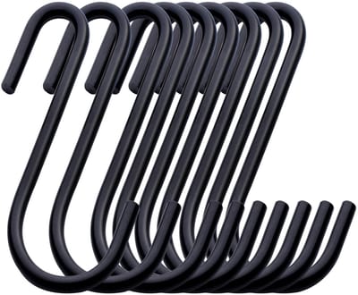ilauke 32 Stuks Zware S-Haken, 6cm S-Vormige Ophanghaken,S Gevormde Opknoping Haken Belasting Metalen haken Verschillende Maten Aan Beide Zijden voor Badkamer,Slaapkamer,Kantoor,Keuken,Winkel(Zwart)