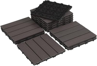 WPC Terrastegels - Balkontegels Composiet - Buitenruimte Ontwerpen - Kliksysteem Weerbestendig - 30 x 30 cm 66 Stuks - Koffie