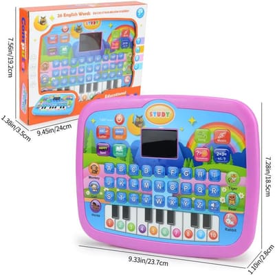 Kindereducatie Tablet Speelgoed Leeftijd 3+ Geletterdheid Wiskunde Muziek Leren Dubbeleert als Elektronisch Toetsenbord Verjaardag Kerstcadeau roze