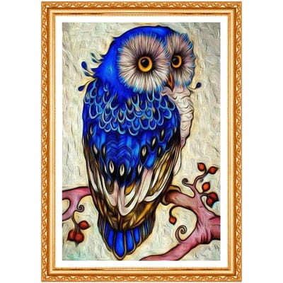 Nouveau bricolage hibou bleu 5D diamant broderie artisanat diamant peinture point de croix couture diamant Kit complet décor à la maison 20X30CM blue