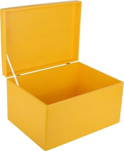 Creative Deco XXL Grote Houten Doos Opbergdoos Geel | 40 x 30 x 24 cm | met Deksel | Kerst, Kerstmis Cadeau