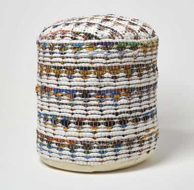 Homescapes design kruk poef rond Chindi kleurrijk
