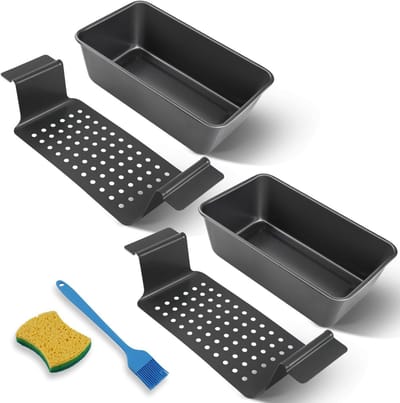 6 Stuks Non-Stick Gehaktbrood Pan Met Afvoer Brood Brood Pan Set Toast Mould Koolstofstaal Brood Pan voor Bakken met Siliconen Borstel en Reinigingsborstel
