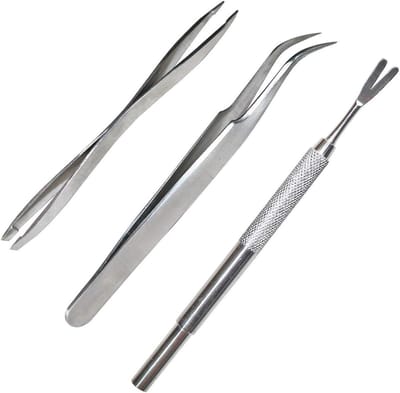 Tekentang Set - Tekenverwijderaar Tools - Veilig Teken Verwijderen - 3 Delige RVS Set - 3 Stuks - Zilverkleurig