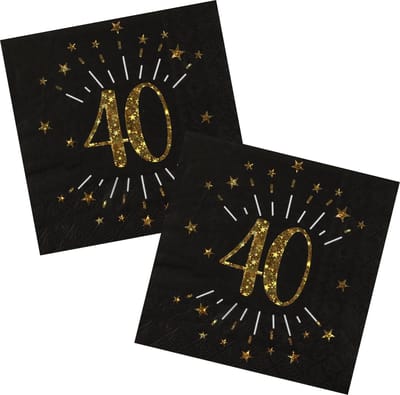 Santex Verjaardag feest servetten leeftijd - 50x - 40 jaar - goud - 33 x 33 cm