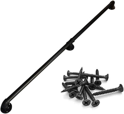 Trapleuning - Metalen handgreep - Veilige ondersteuning - Dubbele bescherming - 7 cm muurafstand - Zwart