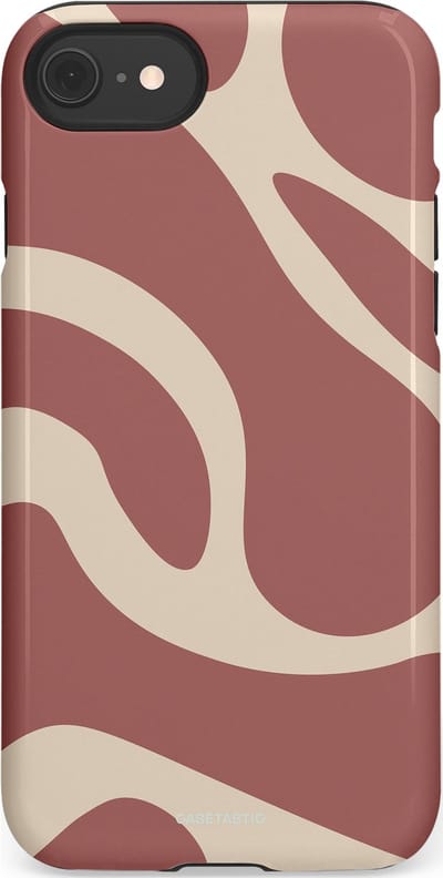 Casetastic Hoesje Geschikt voor Apple iPhone 7/8/SE - Stijlvolle Beschermende Duo-layer Case - Terracotta Mediterranee Golven