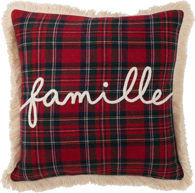 J-Line kussen Ruit Famille - polyester - rood/groen