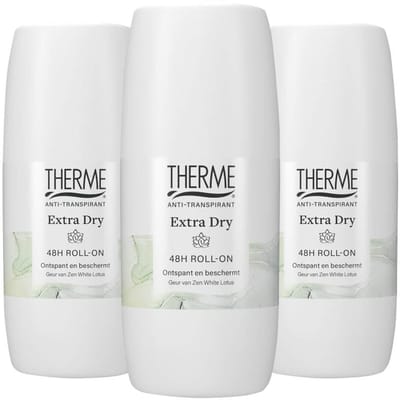 Therme Anti-Transpirant Extra Dry 48H Roll-On - 3 x 60 ml - Voordeelverpakking